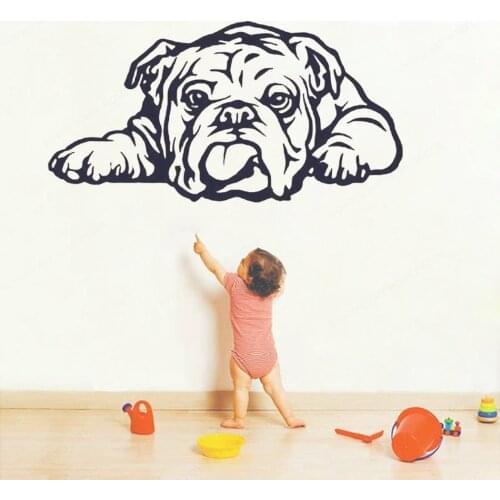 English Bulldog Wall Decal StickerAnimal Vinyl Wall Sticker Mural Grooming Salon Room Decoration Childern Bedroom Art PosterHL21