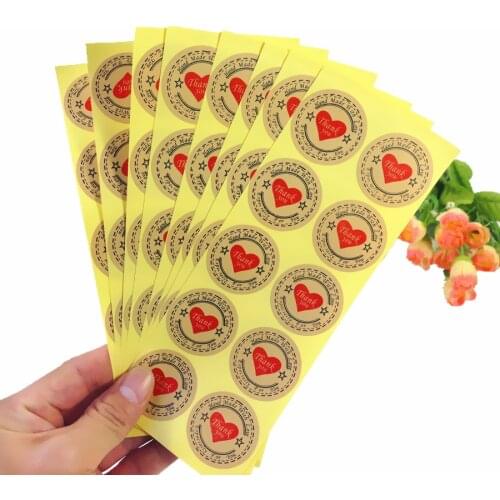 100pcs/pack Pentagram Red Love Thank You Cowhide Color Seal Sticker Adhesive Kraft Baking Gifts