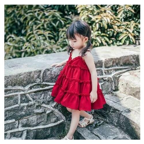 2021 New Summer Girls Skirt Korean Elegant Suspender Dress