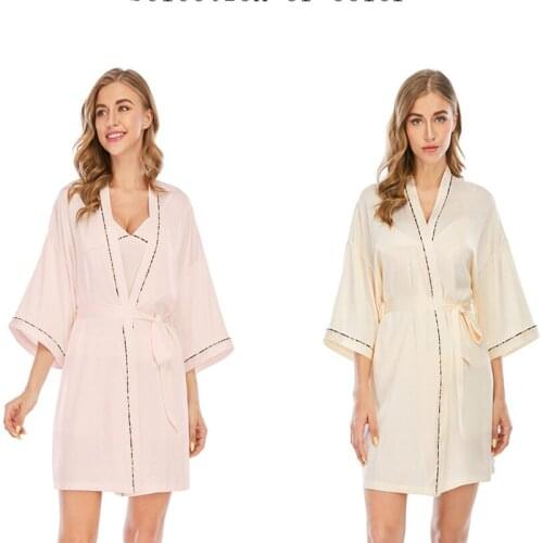 2021 Summer New Ice Silk Sexy Robe Suspender Top Shorts 3Psc Set Woman Pajamas Ladies Kimono Pants Sleepwear Home Pijama Clothes