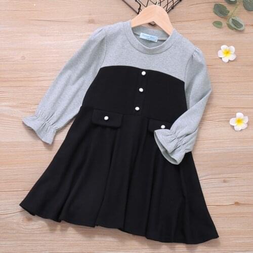 Baby Kids Girl Dresses For Girls Pure Color Princess Dresses Spring Autumn Kids Girl Dress Long Sleeve Dress