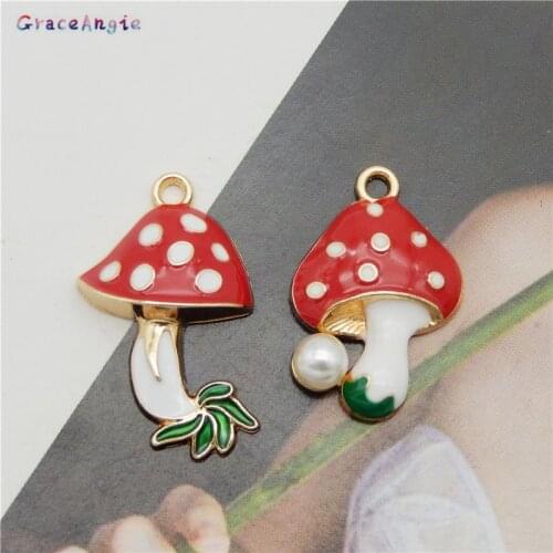 4pcs Mixmushroom Enamel Charms Fashion Jewelry Accessories fit Bracelet Earring DIY Making Charms Earrings diy necklace bracelet