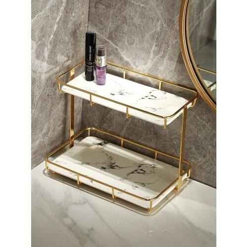 Light luxury Phnom Penh bathroom toilet shelf Marble Desktop waterproof moisture-proof comb makeup products hand washing face