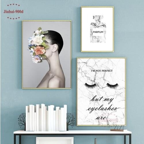 900D Posters And Prints Nordic Marble Wall Art Canvas Painting Girl Portrait Poster Wall Pictures Decoration NOR091