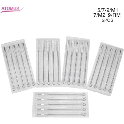 5PCS Professional Tattoo Needles 5/7/9/M1/M2/RM Free Shipping Agujas Microblading Naalden Permanent Makeup Stainless Steel