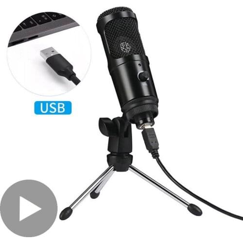 USB Professional Condenser Microphone Mikrofon Mic Studio For PC Computer Karaoke Singing Streamer Streaming Gaming Music Audio