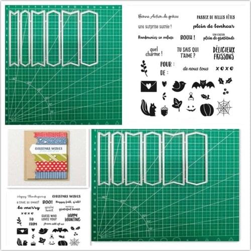 Christmas BANNER Metal Cutting Dies and Stamps for DIY Scrapbooking Photo Album Handmade Embossed Card Clear Stamps and Dies