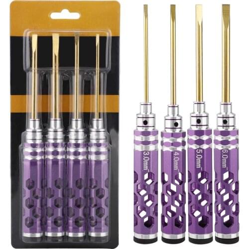 Repair Hand Tool Hex Screwdriver Precision Screwdrivers 4PCS Durable Red Purple Plastic Handle For RC Car Titanium Plated Sleeve
