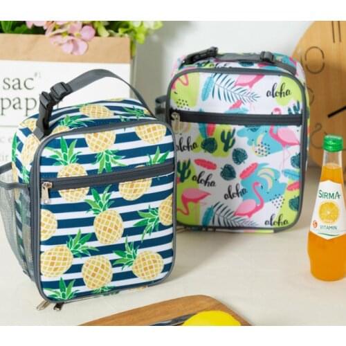 Cartoon Baby Dinosaur Lunch Bag Colorful Watermelon Print Functional Pattern Cooler Lunch Box Portable Lunch Bag Thermal Food