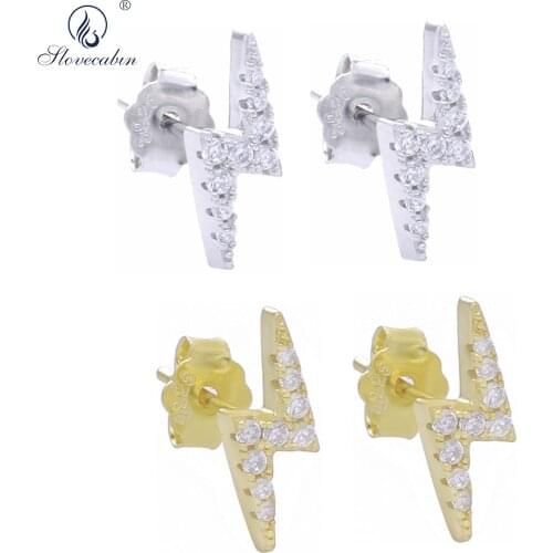 Slovecabin 925 Sterling Silver Lighting Stud Earring Mini Crystal Zircon CZ Women Fashion Jewelry Making