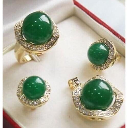 Hot sale Free Shipping>> luxurious South green jades ring pendant earring Jewelry