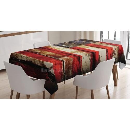 American Flag Tablecloth Vintage Society Wood-paneled Art Table Covers The Dining Room Kitchen Decor