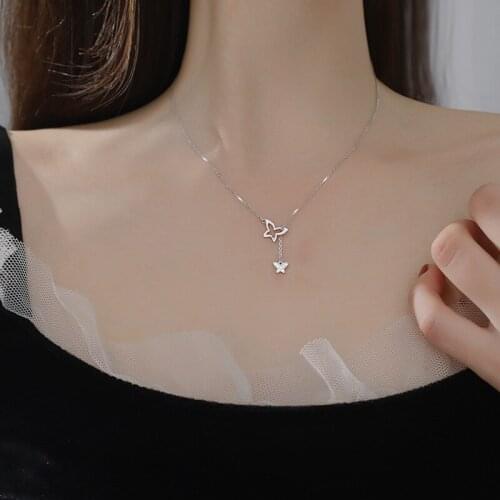 Temperament Korean Silver Color Butterfly Choker Necklace For Women Girlfriend Wedding Party Clavicle Chain Statement Jewelry