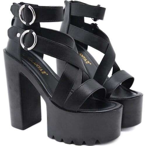 14.5CM Belt buckle High heels stripper heels Party Coarse heel Nightclub Pole dance shoes Mature Models Sexy Fashion Show New