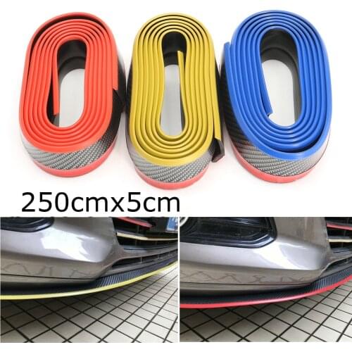 Car Universal Front Bumper Lip Carbon Fiber Rubber Splitter Chin Mouldings Splitter Chin Body Protector Auto Bumper Exterior Kit