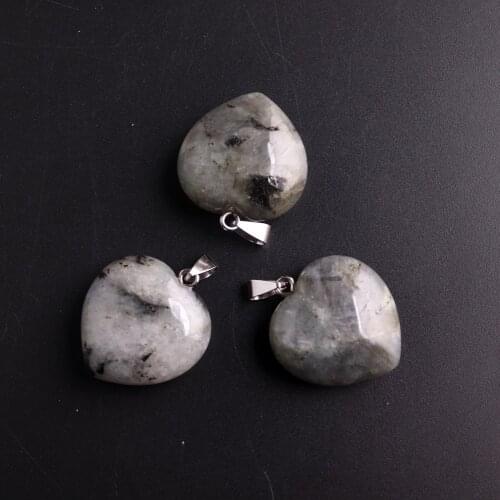 Heart Shaped Jewelry Pendant Natural Stone Labradorite Druzy Reiki Healing Necklace Jewelry Decoration For Women Gift