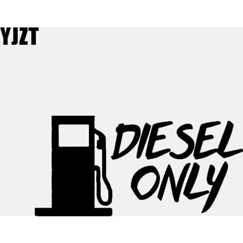 YJZT 14.1CM*6.9CM DIESEL ONLY Vinyl Decals Fuel Gas Cartoon Car Sticker Black/Silver C3-0773