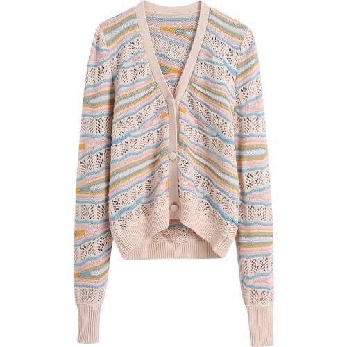 JC·KILIG Jacquard Mesh Knitted Coat B1389