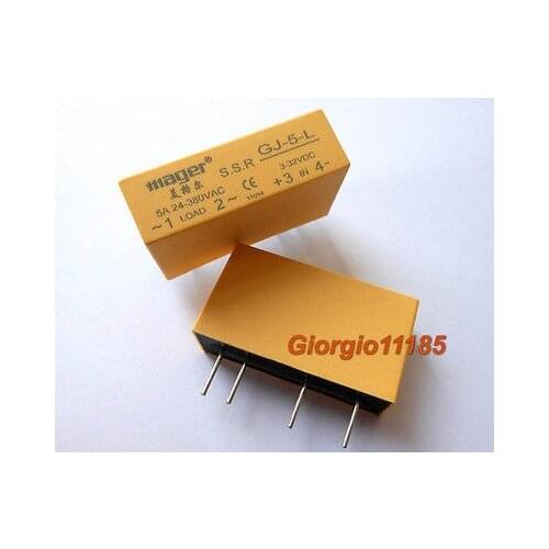 2 pcs GJ-5-L DC-AC PCB SSR In 3-32VDC,Out 0-380V AC 5A Solid State Relay