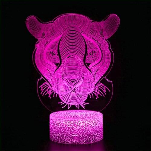 3D Illusion Stereo Hologram Night Light Wild Forest Animal King Lion Tiger Leopard Doll Doll Children Toy Model Christmas Gift
