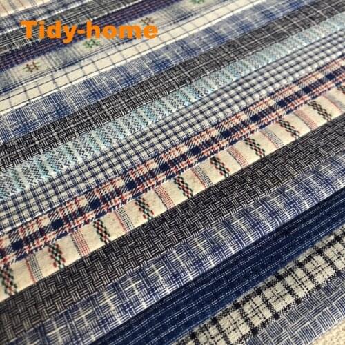 500g/lot Vintage Handwoven Lattice Cloth Boro Style Patchwork Fabric Sashiko Stitch Collection