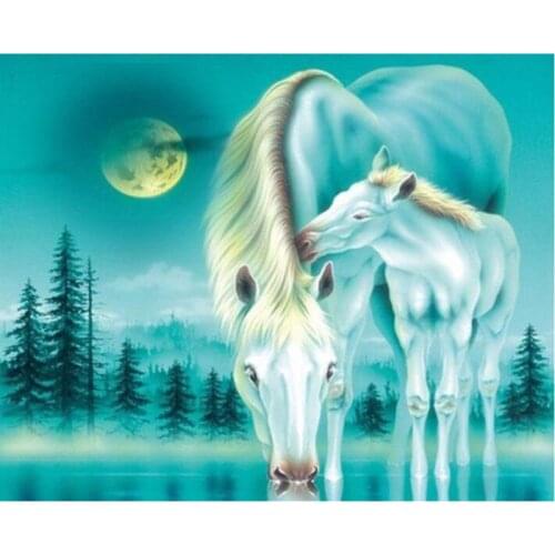 5d Square/Round embroidery moonlight drinking fantasy horses mosaic needlework diamond painting decor pictures full diamond H562