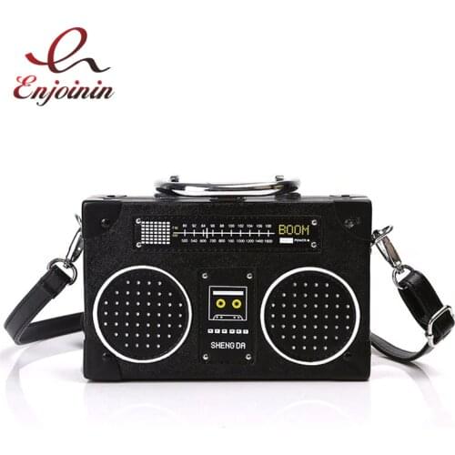Black Radio Style Shoulder Bag Fashion Box Handbags Womens Purses Party Clutch Bag Crossbody Bag 2021 Pu Leather