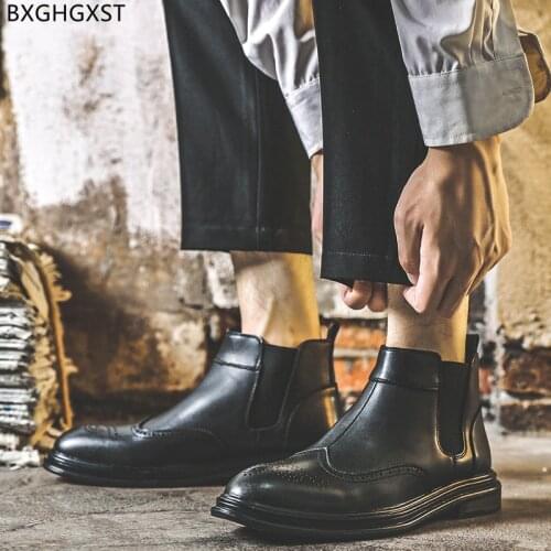 Black Motorcycle Boots for Men Male Luxury Designer Shoes Chelsea Boots for Man 2021 Leather Shoes Mens Boots Casual Chaussure