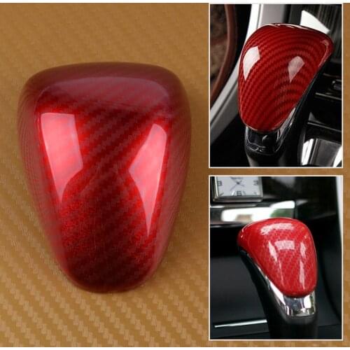 DWCX Carbon Fiber Red Style Gear Shift Lever Knob Head Trim Cover Frame Decor fit for Honda Accord 9th 9.5th 2014 2015 2016 2017