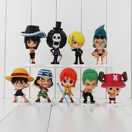9-12cm 9pcs/lot Hot Japanese Anime Luffy Chopper Robin Zoro Sanji Nami PVC Action Figures Collectible Model Toys Doll