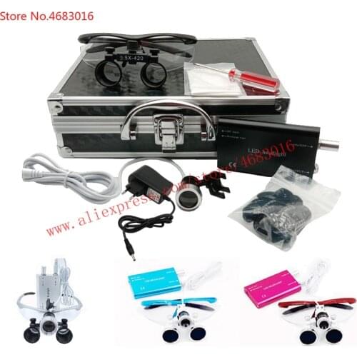 Surgical Glasses Magnifier With Illumination Led Head Light Lamp Dental Equipment 2.5X 3.5X Aluminum Box Ce Proved Loupe Surgery
