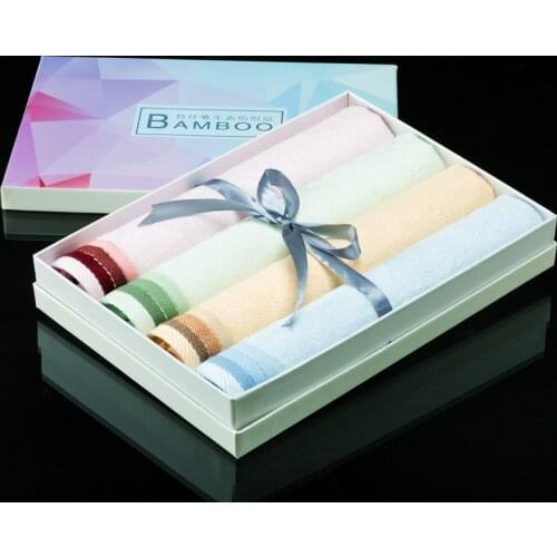 Customized cardboard Bamboo Fiber Hand Towel - 4piece/set Microfiber Towel Absorbent Plush Travel Towel Soft Face Cloth