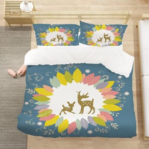 3D Bedding Set Animal Deer Pattern Duvet Cover Duvet Cover Bed Cover Bedding Pillowcase King Queen Full Set 265 * 230 230 * 230
