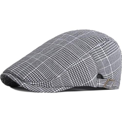 LDSLYJR 2021 Cotton Spring Summer plaid Newsboy Caps Flat Peaked Cap Men and Women Painter Beret Hats 125