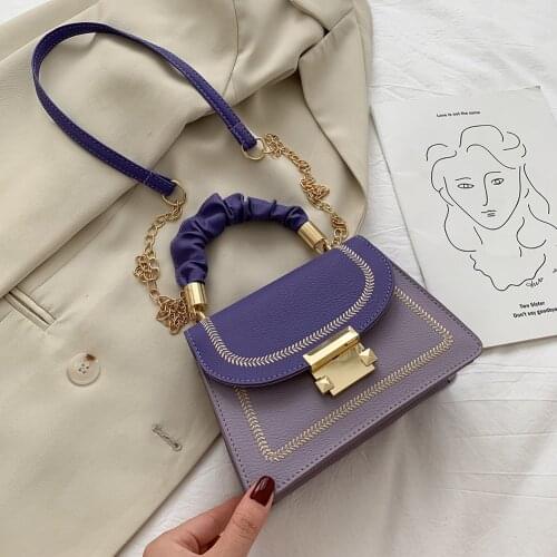 Fashion Lattice Pattern Women Messenger Handbag Pleated Handle PU Leather Female Shoulder Pouch Travel Simple Crossbody Tote Bag