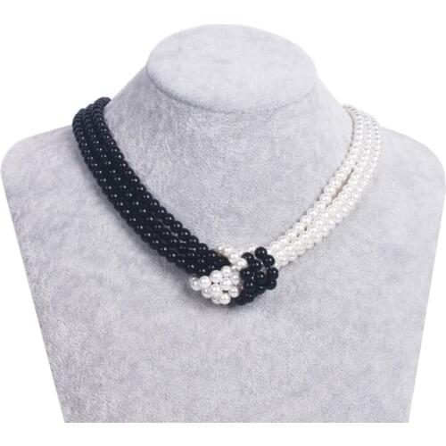 Womens fashion necklaces, three grey pearls and three white pearls are the best gifts for New Year
