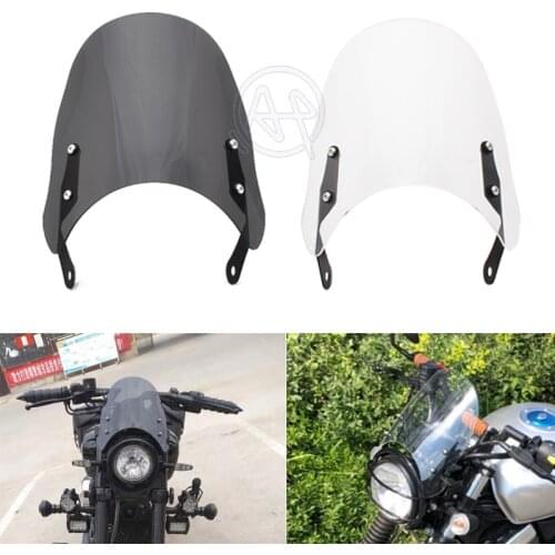 Moto 5 - 7" Black Vintage Headlight Windshield Instrument Visor Wind Deflector For Harley Honda Yamaha Suzuki Street Cafe Racer