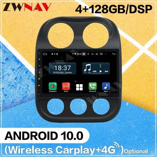 128GB Carplay Android 10 screen Multimedia DVD Player for Jeep Compass 2014 2015 WiFi GPS Navigation Auto Audio Stereo Head unit
