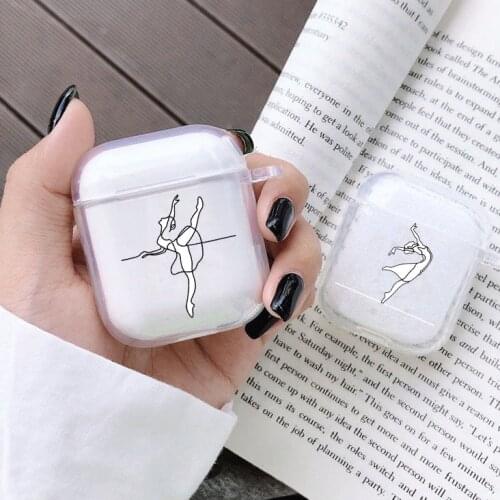Elegant Ballet Gril Earphone Case For Apple AirPods 1 2 Gen Clear Soft Protective Headphone Cover Accessories
