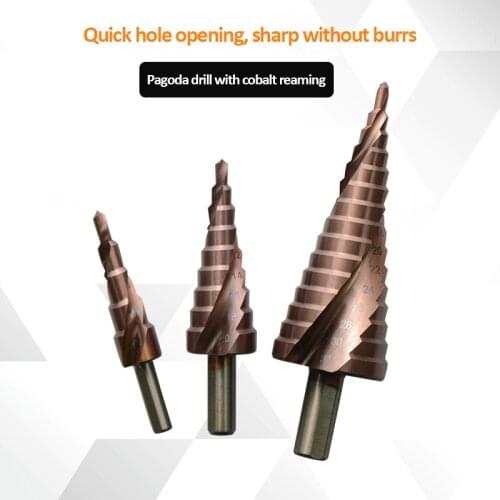 M35/6542 HSS Straight Groove Step Drill Bit Set Pagoda Drill HSS Power Tools Spiral Grooved Metal Steel Step Drill Bit