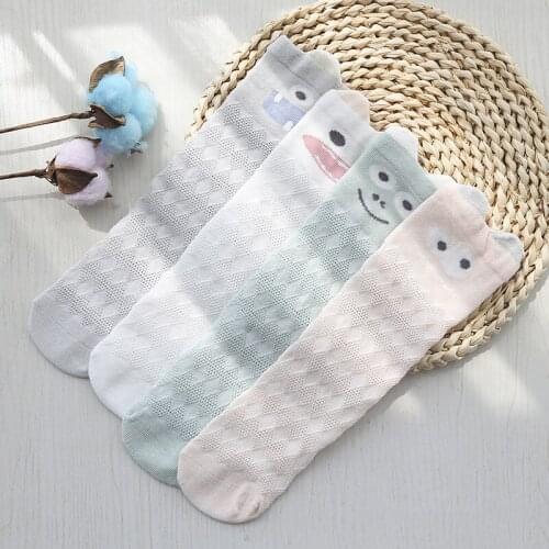 Newborn Baby Socks Spring Summer Ultra-thin Baby Over The Knee Socks for Boys And Girls Cartoon Anti-Mosquito Kids Soft Socks