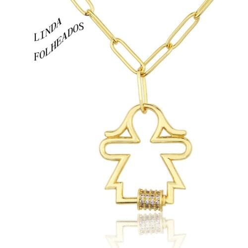 New Design Fashion Women Turnbuckle Golden Necklace Classic Children Set Auger Copper Pendant Party Anniversary Gift