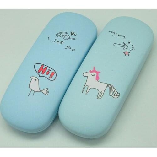 New Casual Cartoon Pattern PU Leather Glasses Hard Case Frame Metal Glasses Case Glasses Accessories Anti-Fall Glasses Case