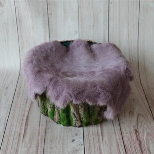 Newborn Photography Blanket Natural Fur Skin Basket Filler Lavender Soft Posing Fabric Fur Baby Layering Wool Mat Baby Props