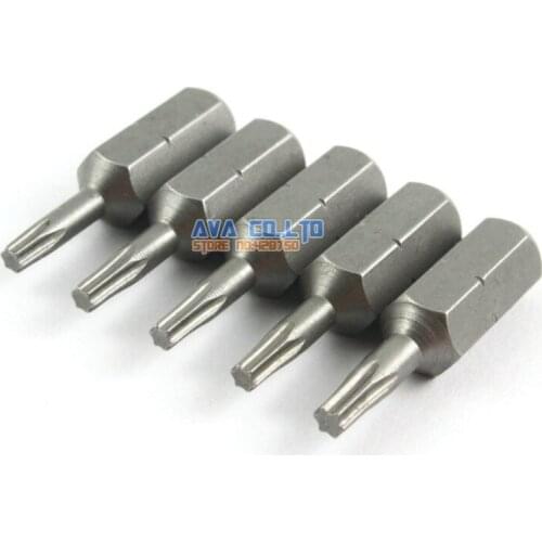 20 Pieces Magnetic Security Torx Screwdriver Bit S2 Steel 1/4" Hex Shank 25mm Long T8 Tip (25mm x T8)