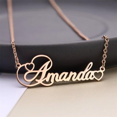 Personalized Name Necklace,Custom Name Necklace, Custom Love Necklaces Stainless Steel Jewelry, Customized Gift for Women Girls