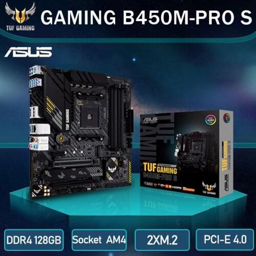 Socket AM4 ASUS TUF GAMING B450M-PRO S Motherboard Ryzen 3rd DDR4 128GB PCI-E 3.0 SSD M.2 B450 Placa-mãe Micro-ATX Desktop B450