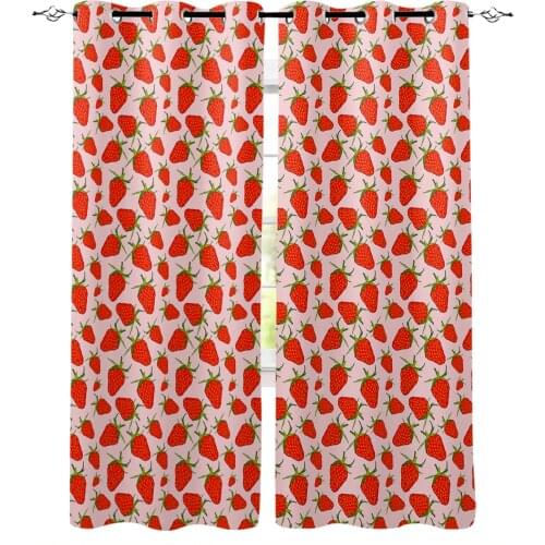 Fruit Strawberry Window Interior Curtain Valance Door Room Drape for Kitchen Living Room Bedroom Decoration Curtains
