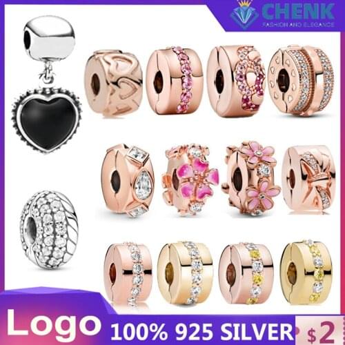 S925 Sterling Silver Safety Clasp Charm With Logo Suitable for Original Bracelet Send Girls Friends Birthday Gifts