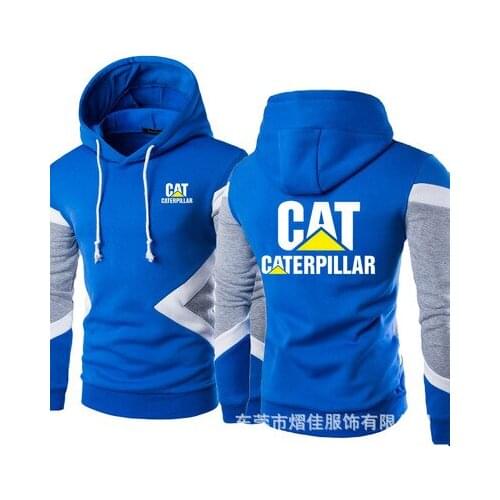 New Spring Autumn Fashion CAT Tractor Logo Hoodies Patchwork Men Pullover Sweatshirts Casual Cotton Hoody 5 Colors